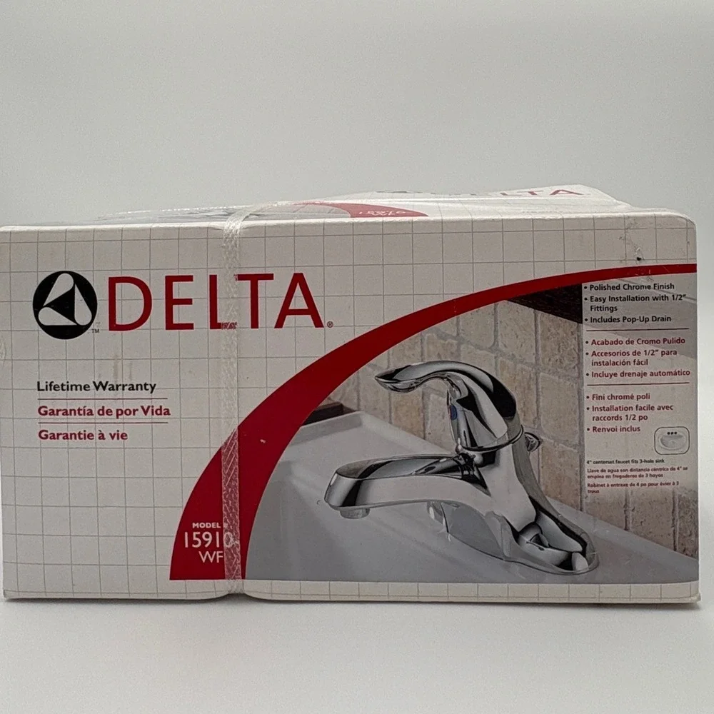Delta Bathroom Faucet 15910-WF Chrome Single Handle Sink Faucet Discontinued New